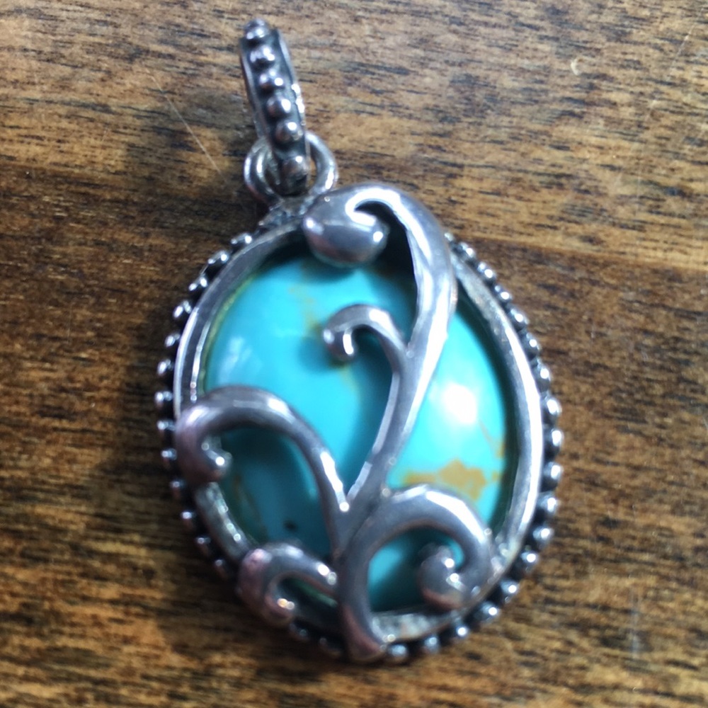 Sterling Silver Scroll with Turquoise Pendant
